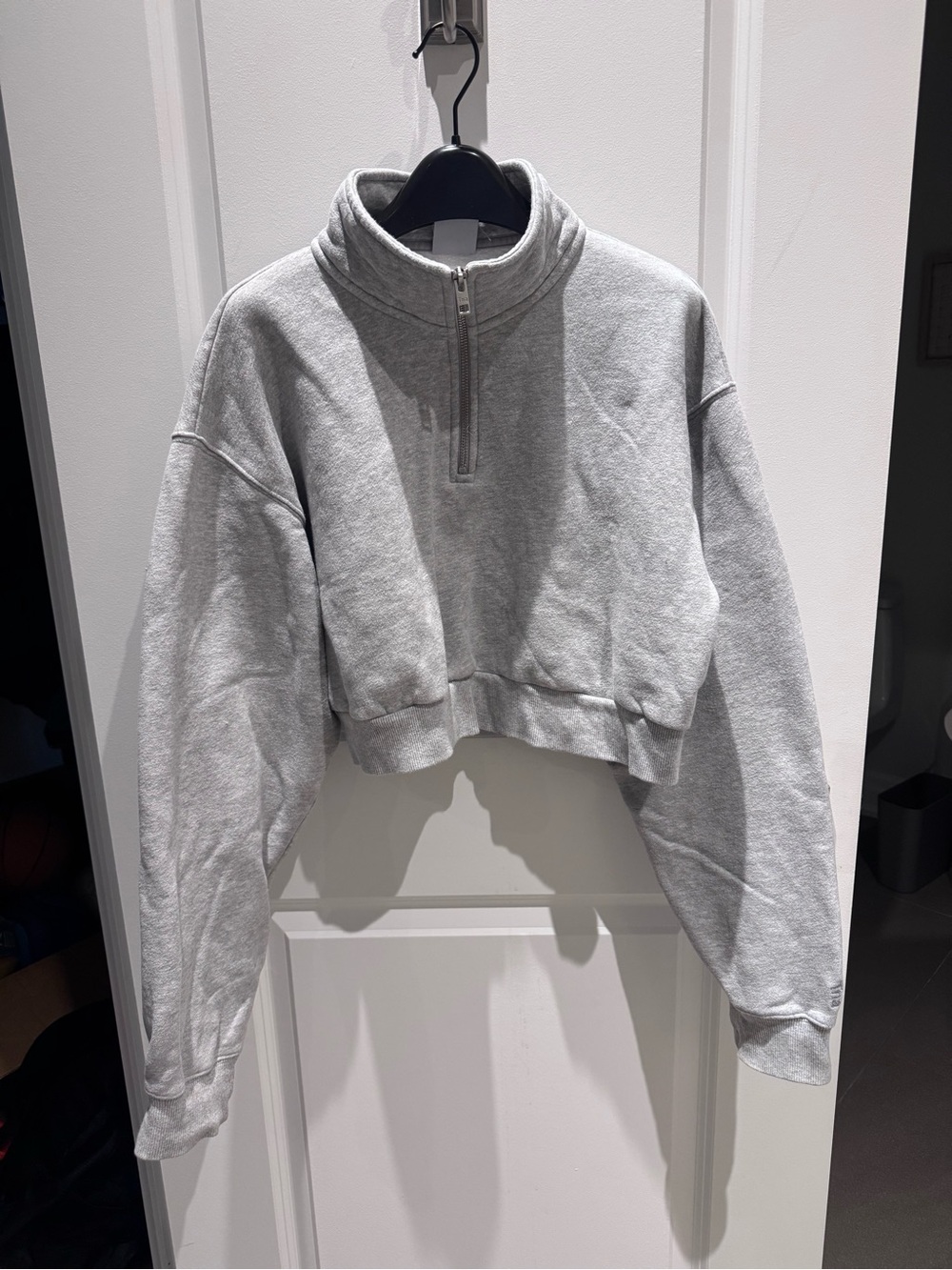 TNA Cropped Half-Zip Pullover Sweatshirt/Fleece - Gray